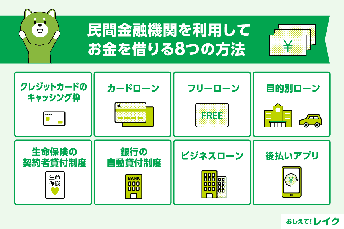 民間金融機関を利用してお金を借りる8つの方法