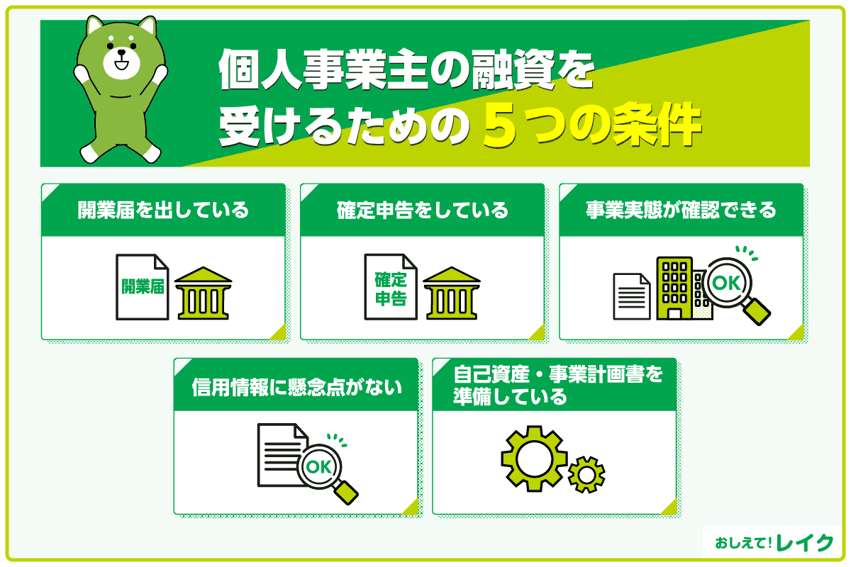 個人事業主の融資を受けるための 5 つの条件
