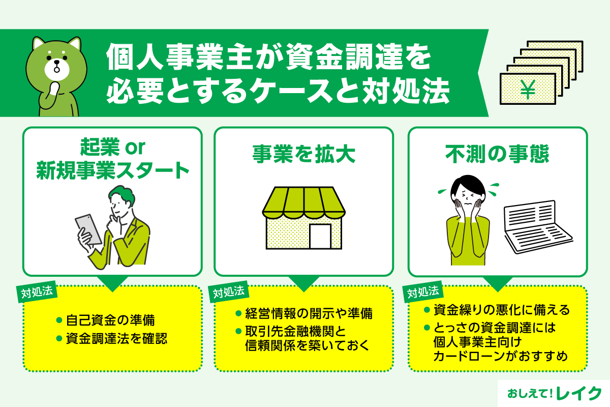 個人事業主が資金調達を必要とするケースと対処法