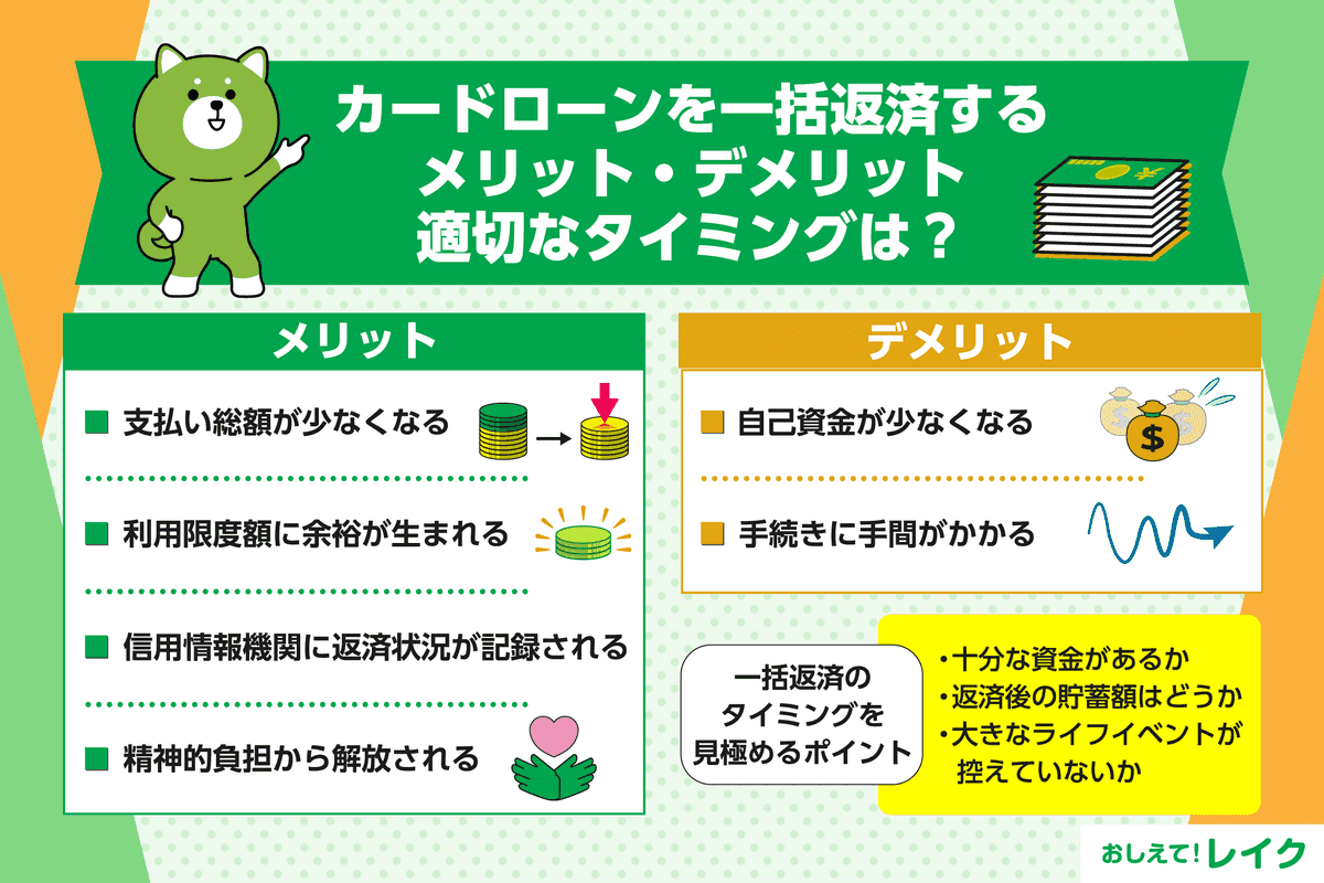カードローンを一括返済するメリット・デメリット｜適切なタイミングは？