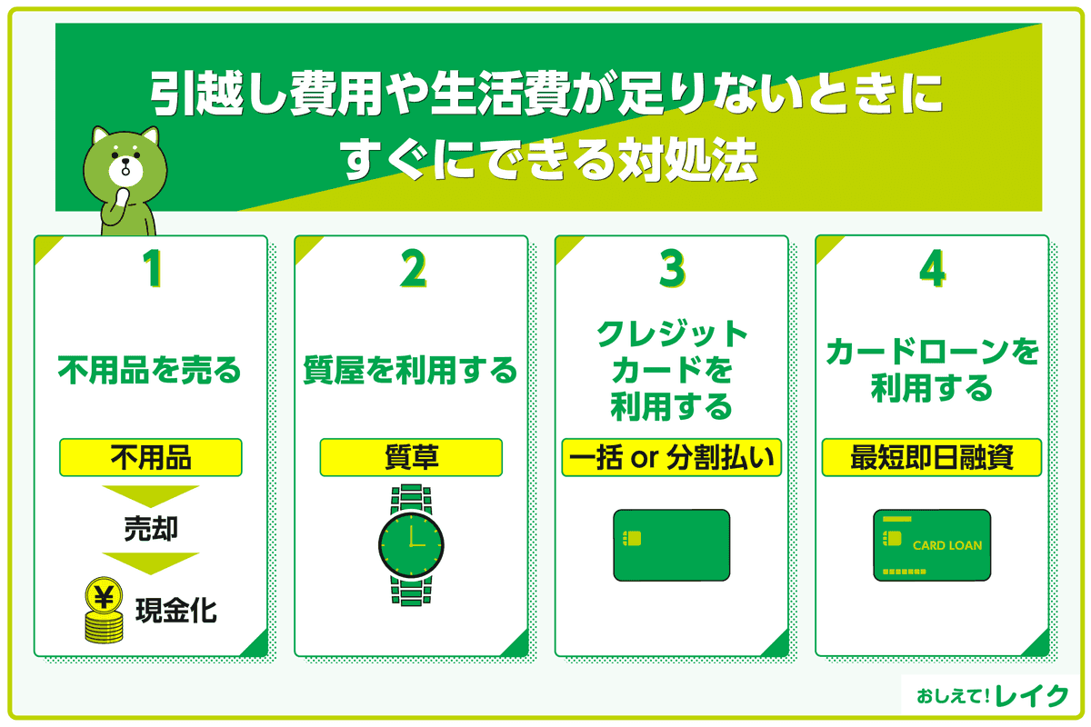 引越し費用や生活費が足りないときにすぐにできる対処法