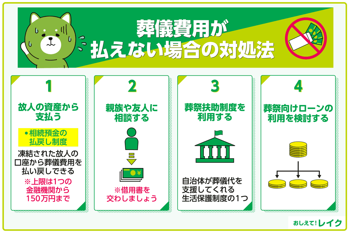 葬儀費用が払えない場合の対処法