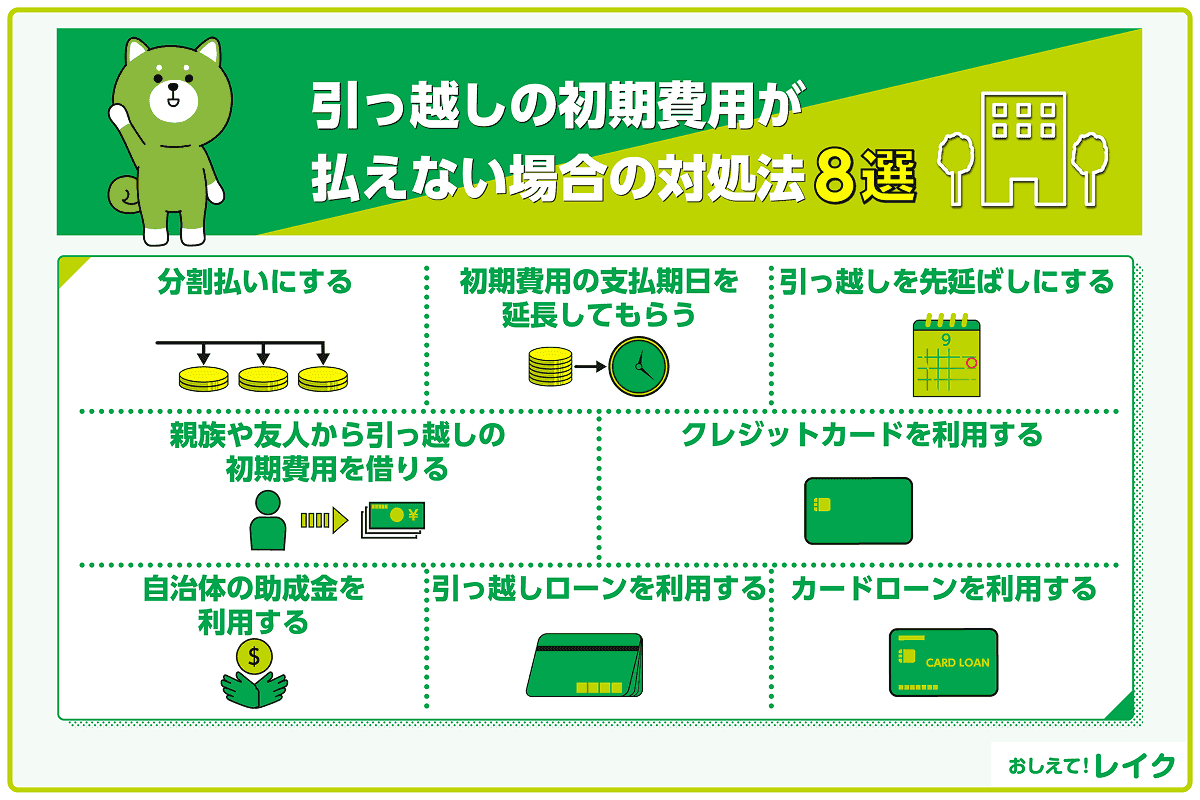 引っ越しの初期費用が払えない場合の対処法8選