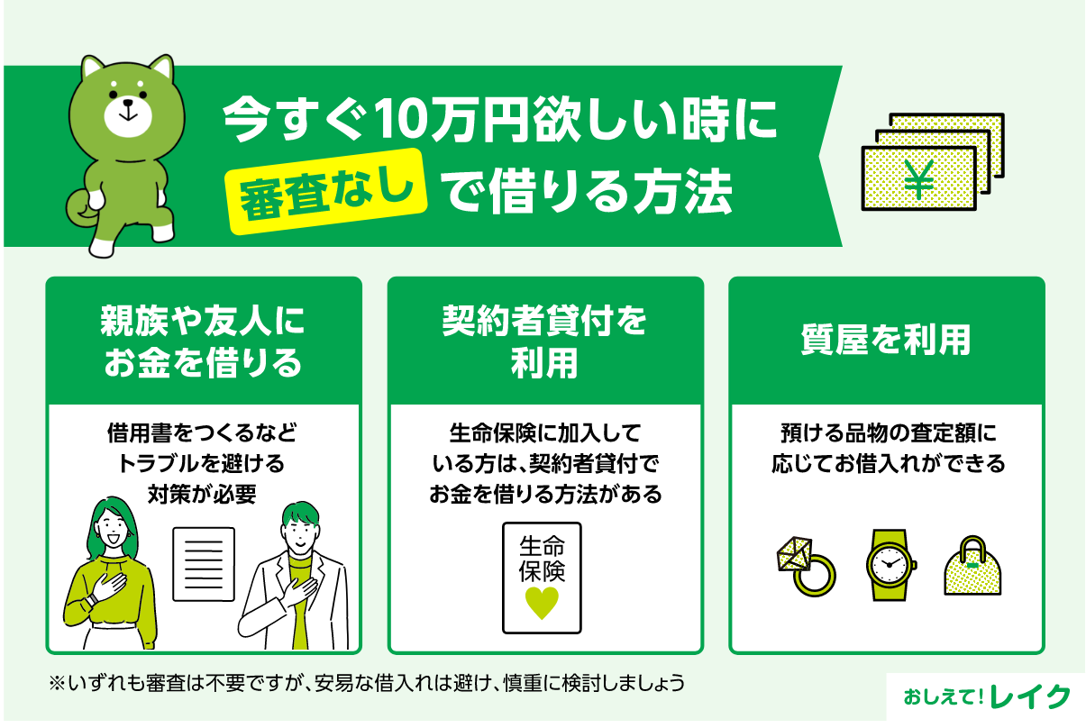 今すぐ10万円欲しい時に審査無しで借りる方法