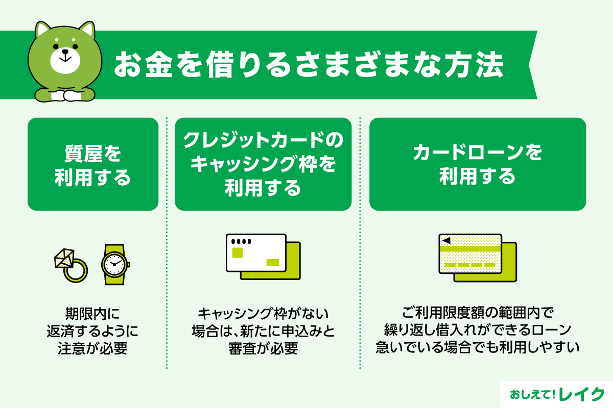 お金を借りるさまざまな方法