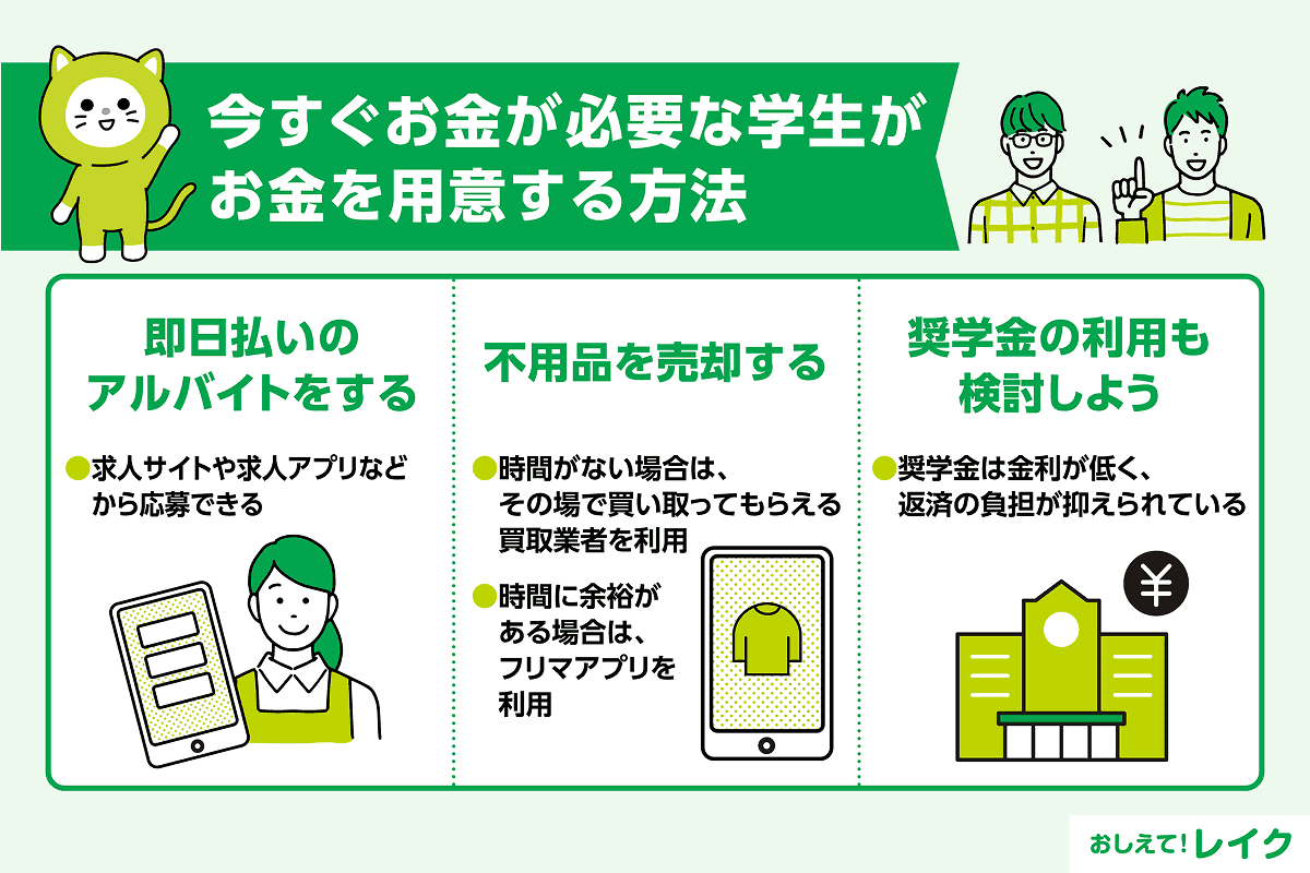 今すぐお金が必要な学生がお金を用意する方法