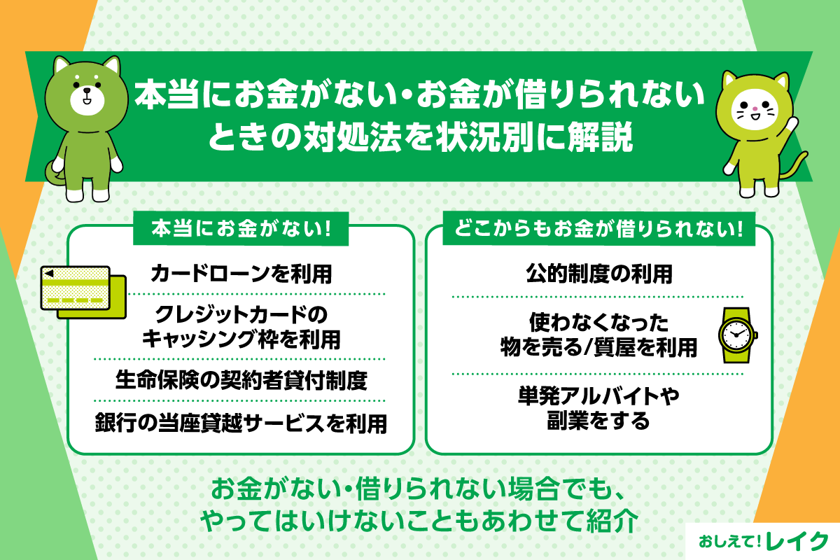 本当にお金がない・お金が借りられないときの対処法を状況別に解説