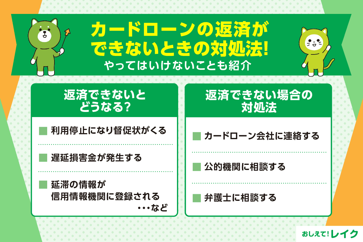 カードローンの返済ができないときの対処法！やってはいけないことも紹介