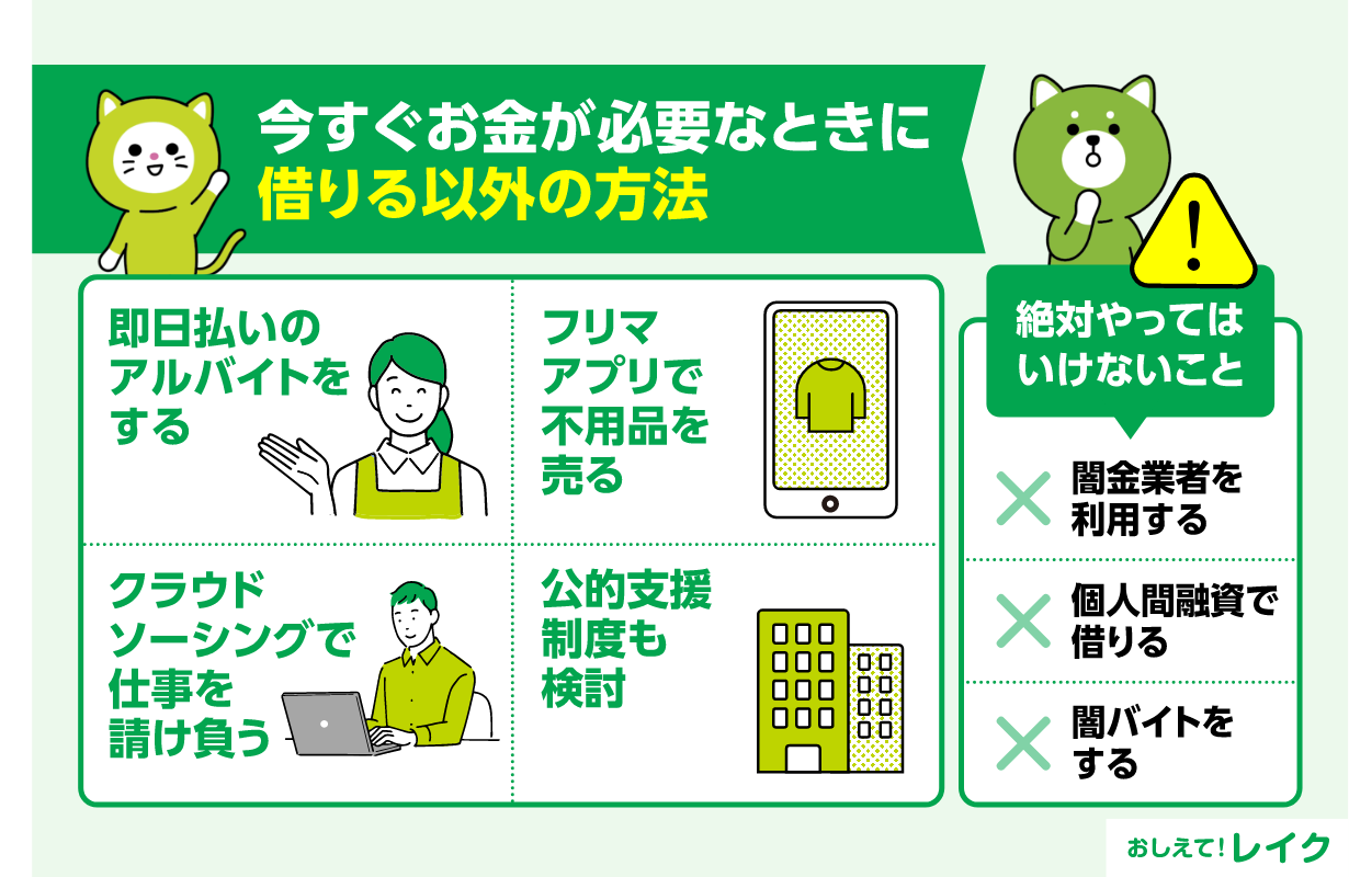 今すぐお金が必要なときに借りる以外の方法