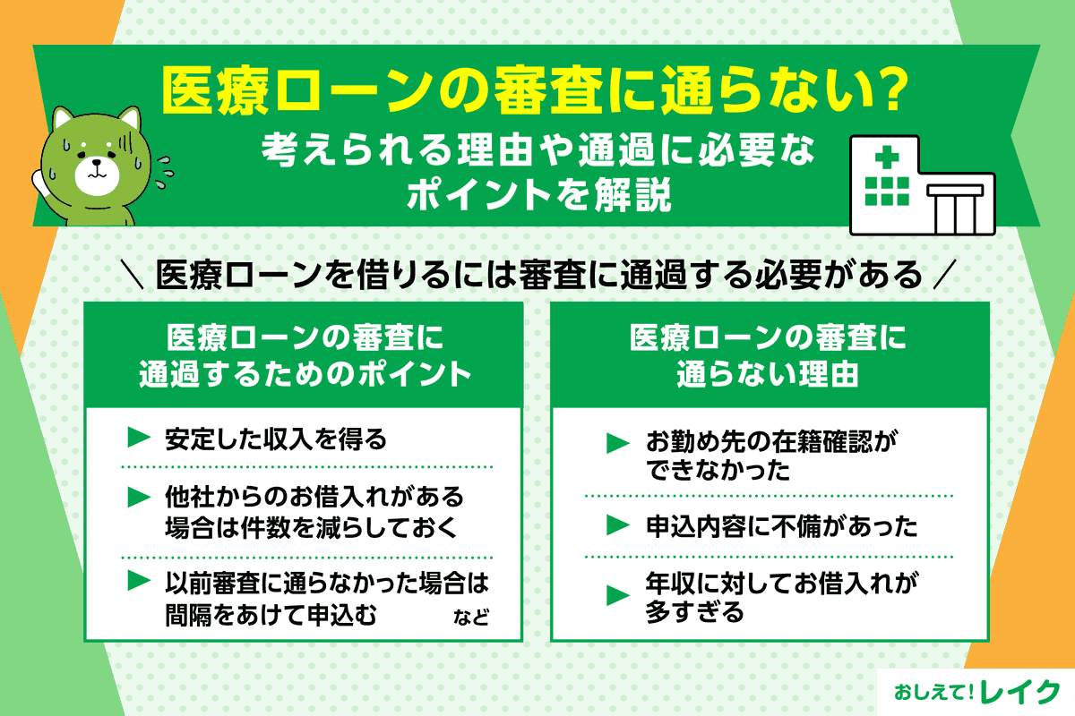 医療ローンの審査に通らない？考えられる理由や通過に必要なポイントを解説