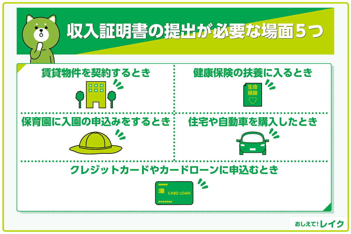 収入証明書の提出が必要な場面5つ